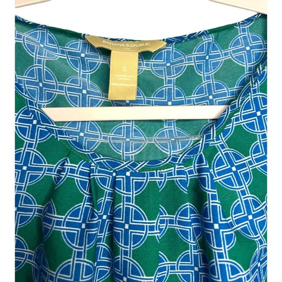 Banana Republic Sleeveless Loose Fit Blue Green Shirt Womens Size Small - Picture 3 of 3